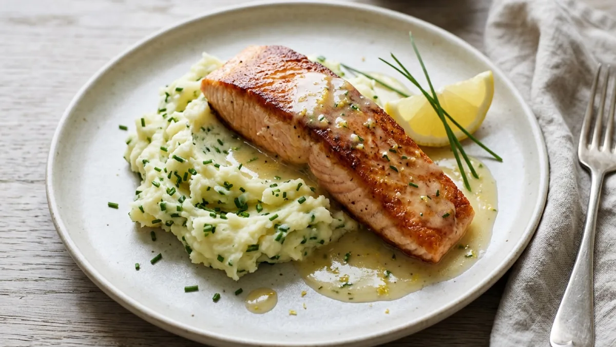 Pan-Fried Salmon with Chive Mash and Lemon Sauce