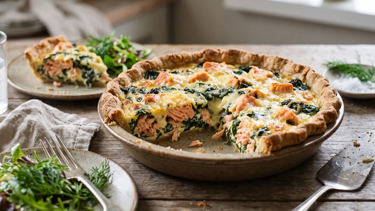 Salmon Pie with Spinach and Västerbotten Cheese