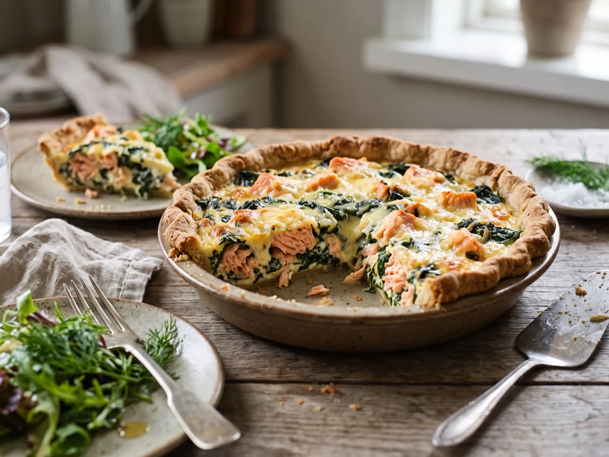 Laxpaj med spenat och Västerbottensost — recipe photo