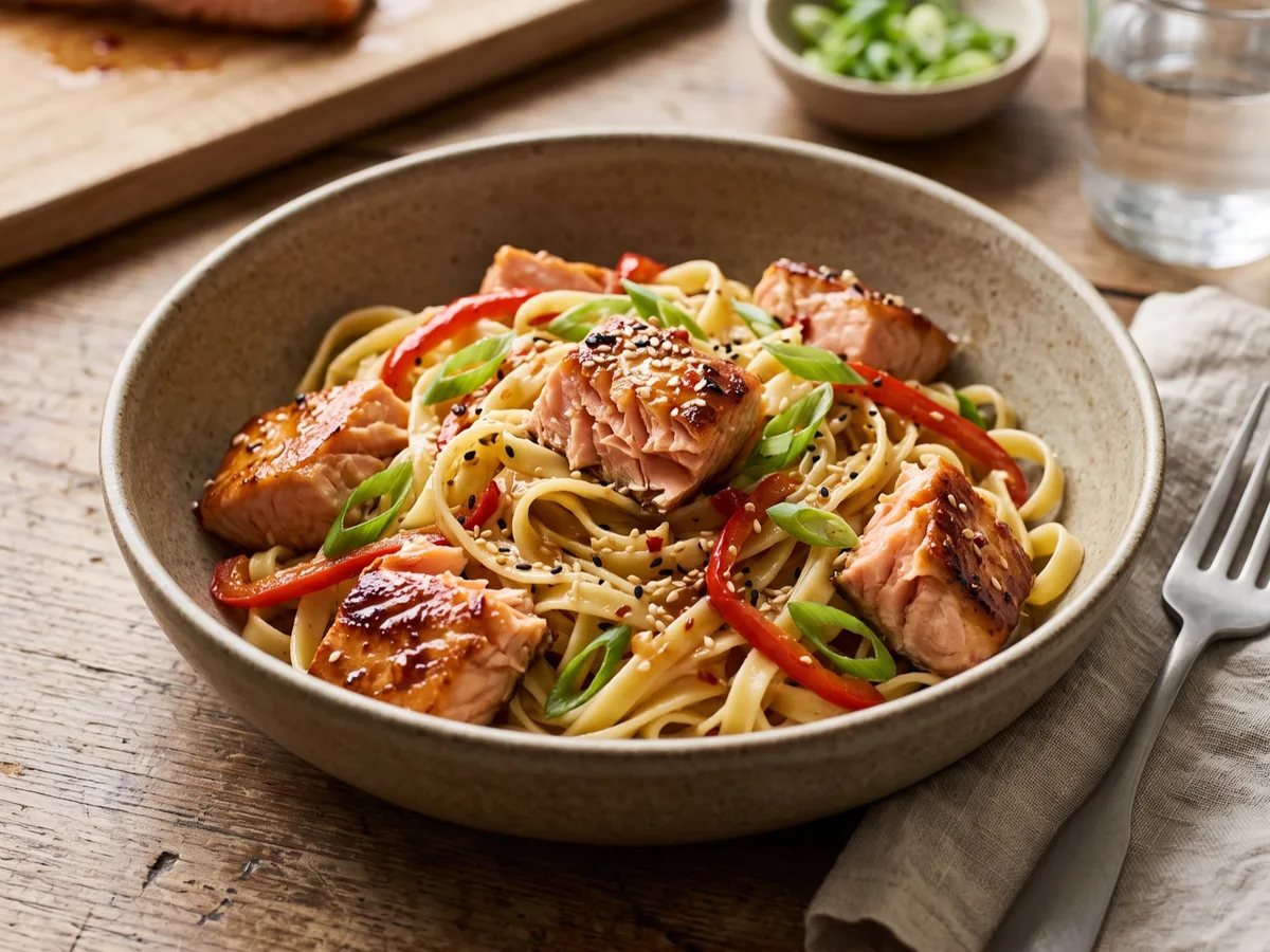 Stekt lax med sweet chilipasta — recipe photo