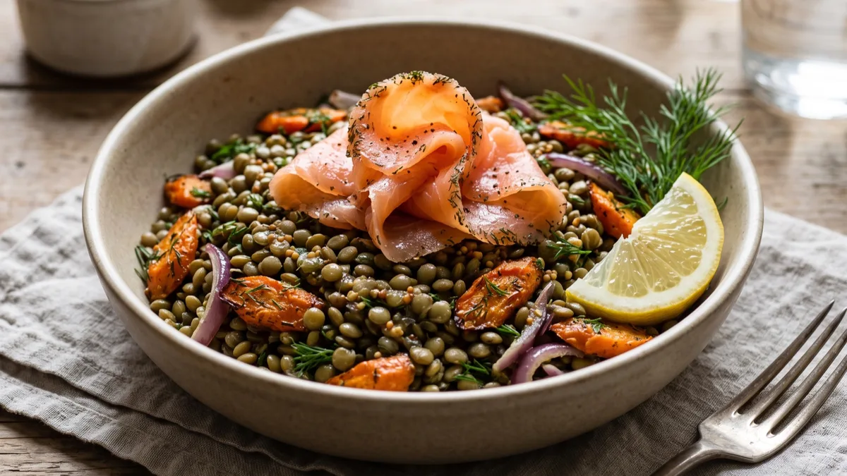 Warm Lentil Salad with Gravlax